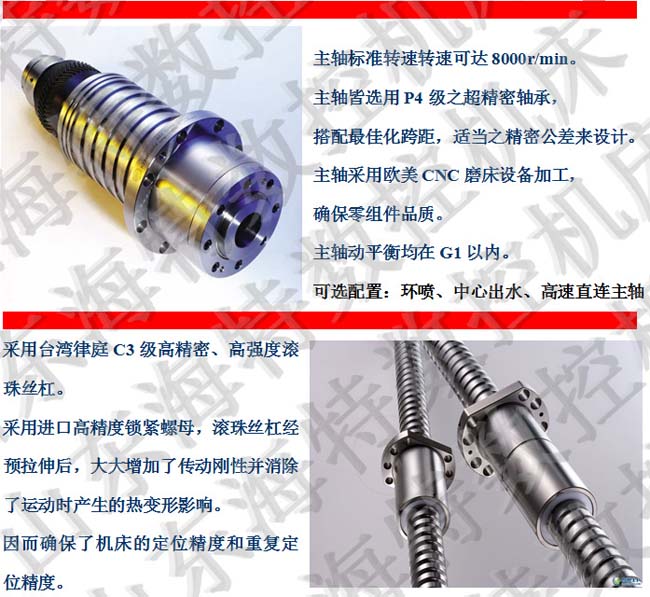 VMC850加工（gōng）中心采用台灣健椿（chūn）隆主軸和台灣津（jīn）廷絲杆